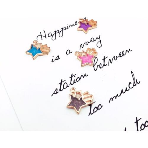 10pcs/lot Pearlescent Stars Shape Dropping Oil Zinc Alloy Charms 18*16mm Jewelry Accessories Headwear Earrings Enamel Charm