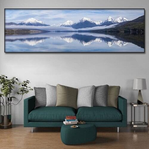 Posters and Prints Wall Art Canvas Painting, Modern Abstract Lake and mountain Posters Wall Art Pictures For Living Room Home De