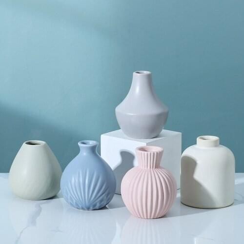 Simple Nordic Ceramics Flower Vase Home Table Decor Flower Pot Arrangement Garden Desktop Creative Ornament Dried Flower Vase
