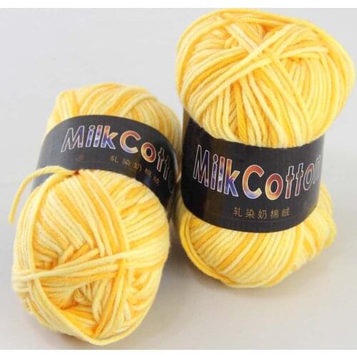 Sale 2ballsx50g Soft Cotton Baby New Hand-Dyed Wool Socks Scarf Knitting Yarn 2075-02-2 Kraft yellow
