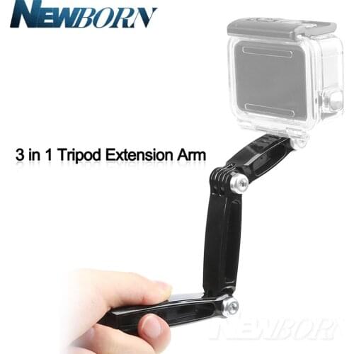 SHOOT 3 in 1 Tripod Extension Arm for GoPro Hero 8 7 6 5 Session Xiaomi Yi 4K SJCAM SJ4000 SJ 5000 Go Pro Helmet Mount Accessory