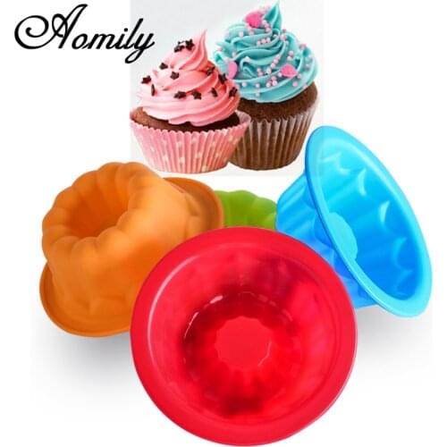 Aomily 1 Pcs Silicone DIY Pumpkin Cupcake Cake Mold Muffin Baking Nonstick and Heat Resistant Reusable Soap Mould Pastry Tools