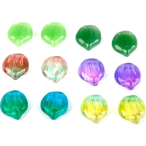 Hot 12x15mm 5 pcs 11 Colors Glass Shell Petal Shell Pendant Czech Petals Flower Beads For Jewelry Making DIY Garment Glass Beads