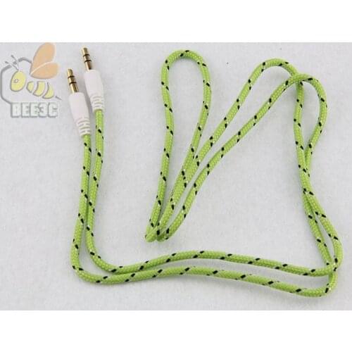 Cloth 3.5mm Stereo Audio AUX Cable Braided Woven Fabric wire Auxiliary Cords Jack Male to Male M /M 1m 3ft Lead good quality 300