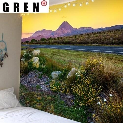 GREN Tapestry Landscape Wall Rugs Wall Hanging Covering Fabric Mural Background Cloth Towel Beach Fabric Blanket Living Home Dec