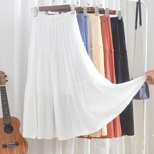 Spring Candy Cakee Flared Long Boho Skirts Patchwork Solid A-line Pleated Green Orange Blue Skirts