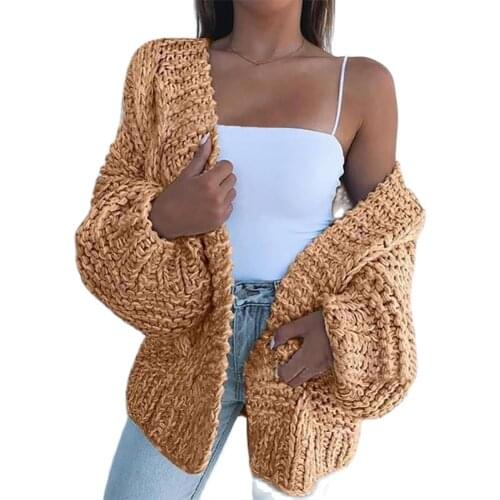 2021 Women Sweater Fashion Winter Oversize Faux Mohair Knitted Sweater Loose Warm Cardigan Casual Knit Coat женские свитер