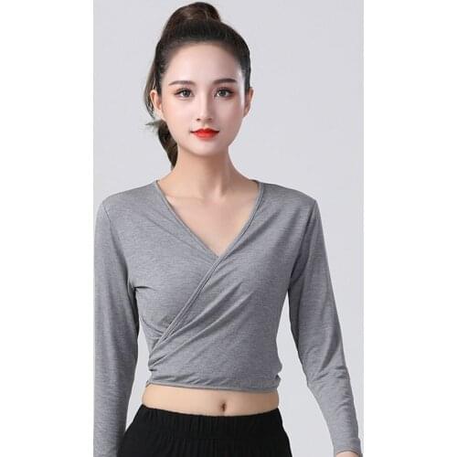 2021 New CM014 Long Sleeve Female Latin Dance Tops Cross Band Design Latin Dancing Tops Performamnce Modern Dance Dress