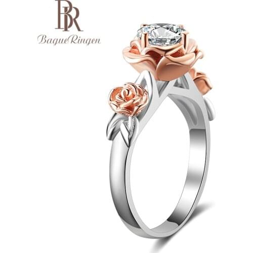 Bague Ringen 925 Siver finger Ring With AAA Roud Zircon flower shape Jewelry For Women Anniversary Gift Party Weddings Wholesale
