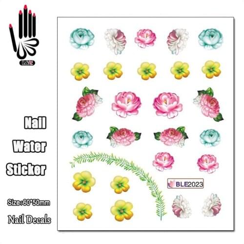 1 Sheet Nail Water Sticker BLE2023 Beauty Color Flower Nail Art Water Transfer Sticker For Nail Wraps Decal