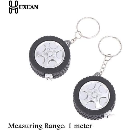 Sewing Tool Mini Retractable Tape 1m Tape Measure Centimeter/Feet For Travel Camping Tire Shape Keychain Ruler