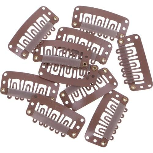 10Pcs Brown Black Blonde U snap Clip For Hair Extension Wig 32mm Styling Tools Accessories