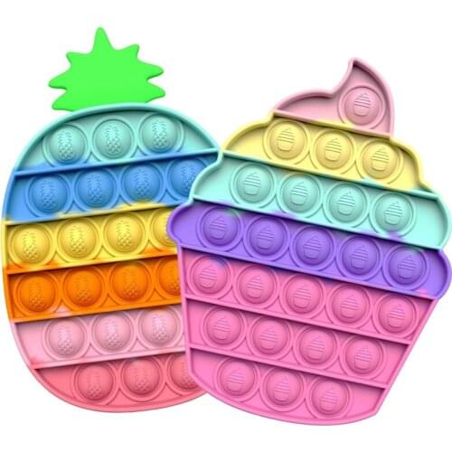 2pcs/Set Push Bubble Fruit Dolphin Fighter Toy Set Combination Desktop Sensory Toys Gun Design Soft Silicone Stress Relief Toys