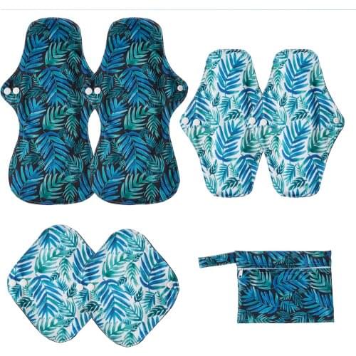 6PCS Reusable Sanitary Pad Cloth Pad Washable Cloth Menstrual Pads Absorbent Bamboo Menstrual Pads Panty Liners With Wet Bag