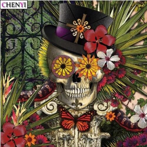 Diamond Mosaic Embroidery Kit Diamond Painting Magic Hat Skull 5D Full Rhinestones Mosaic Picture Wall Art Decor Handicraft Gift