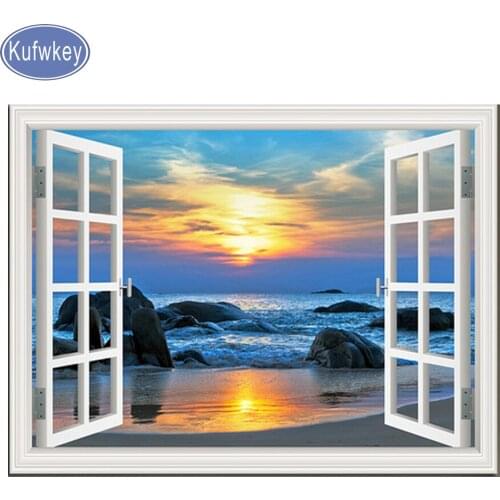 Diamond Painting Cross Stitch Seaside Sunset Landscape ,full square Diamond Embroidery mosaic,puzzles 5d Diamond,New year gifts