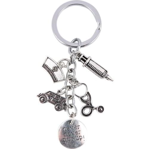 24pcs/lot MD616 DMLSKY Medical Equipment alloy Key Chains Ring Gift For Doctor Nurse Bag Keychain Charm Keyring Jewelry Gift
