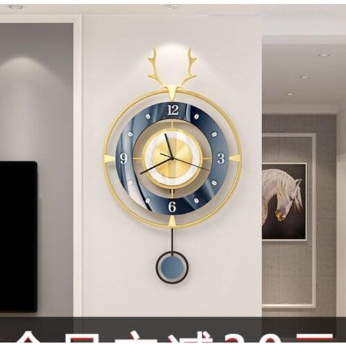 Clock hanging clock living room household fashion personality creativity deer head clock hanging wall modern simplicity