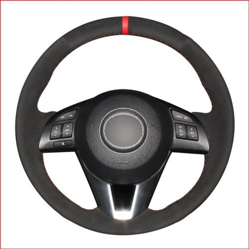 Black Suede Red Marker Car Steering Wheel Cover for Mazda 3 Axela Mazda 6 Atenza Mazda 2 CX-3 CX-5 Scion iA Toyota Yaris iA