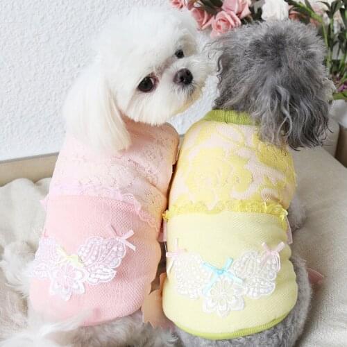 Flower Lace Winter Warm Cat Dog Coats Dress Cotton-padded Autumn Clothing For Dogs Puppy Dog Cat Pet Clothes Teddy Chihuahua