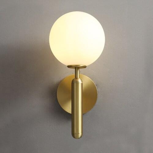 Design Led Lamp Wall Lights Fixtures Sconce Round Glass Shade Classic Nordic Wall Lamp for Indoor Bedroom Gold Black
