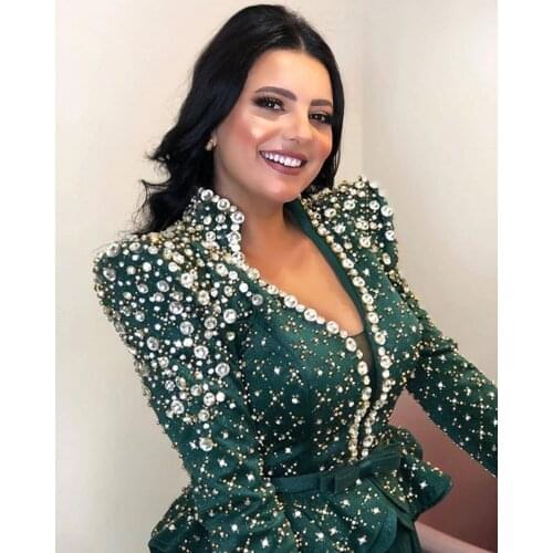 Dubai Arabic Kaftan Occasion Jacket Crystal Beaded Custom Made robe de soirée de mariage платье на выпускной فساتين السهرة