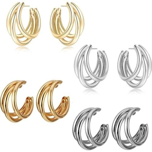 E7739 ZWPON Stack Curve Metal Tube Earrings for Women Famous Brand Designer Boutique Jewelry Wholesale