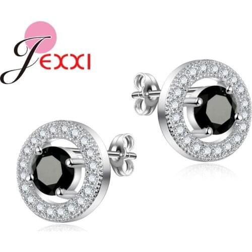 Elegant Women Party Wedding Jewelry Fashion Lady 925 Sterling Silver Stud Earrings Luxury Austrian Crystal Ear Accessories