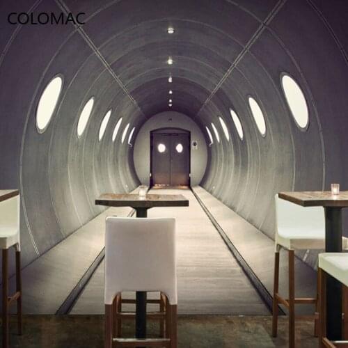 Colomac Custom 3d Sci-fi Space-time Tunnel Theme Bar Wallpaper Industrial Style Mural Home Wall Stickers for Decor Drop Shopping