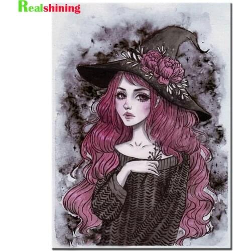 5d Diamond painting witch painting full square drill diamond embroidery mosaic Picture Of rhinestone Fantasy Woman N1989