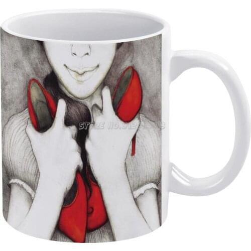 Red Shoes Coffee Mugs Pattern Coffee Mug 330ml Milk Water Cup Creative Fathers Day Gifts Red Shoes Novel Fable Giorgi Illustrato