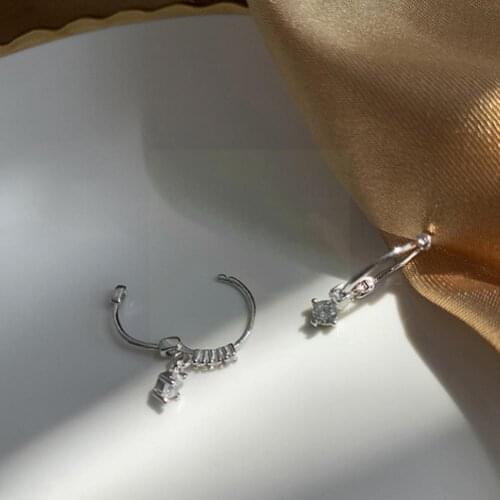 Mini Lady Geometric Rhinestone Crystal Pendant Hoop For Women Party jewelry Gift Girls Wholesale slive Earrings Ear Huggies R3B9