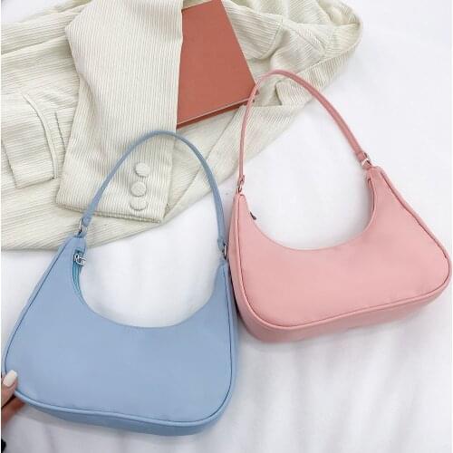 Fashion Women Pure Color Shoulder Underarm Hobos Bags Casual Ladies Zipper Small Purse Top-handle Handbag For 2021 Women Trend