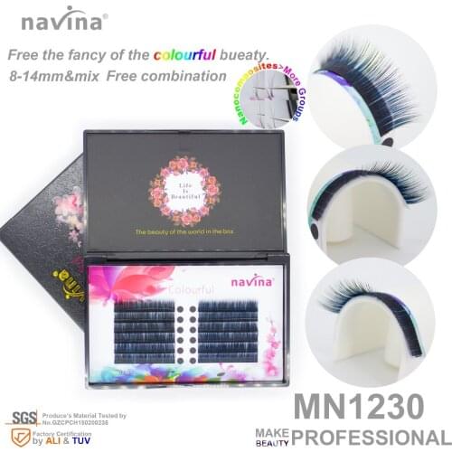 Navina Gradient color and free combination mink false eyelashes of makeup,Curl CD,Thickness 0.07mm,Length 8-14mm, easy work