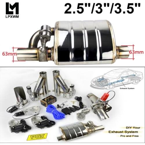 Stainless Steel 2.5\" 3\" 3.5\" Slant Outlet Tip Inlet Weld On Single Exhaust Muffler w/ different sounds/DumpValveExhaustCutout