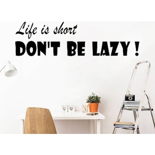 Wall Stickers For Office Room Decoration Inspriational Words Life Is Short Vinyl Decals Removable Murals O14