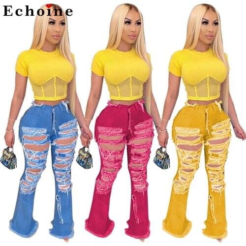 New Style Jeans Casual Ripped Washed Jeans Slim Stretch Denim Pants Women Pantacourt Hole Distressed Sportswear Ladies Clothing