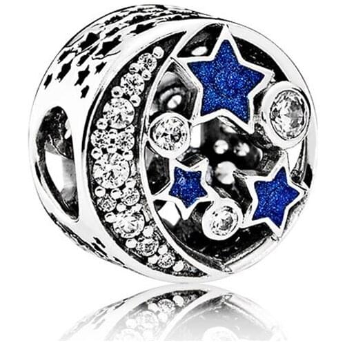 Authentic 925 Sterling Silver Beads New Nostalgic Star Night Sky Moon Beads Fit Original Pandora Bracelet For Women Diy Jewelry