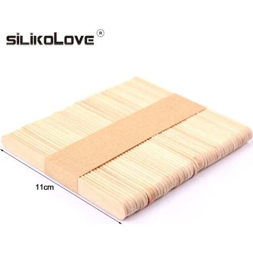 SILIKOLOVE 50Pcs/Lot Natural Wood Ice Cream Sticks Wooden Pop Popsicle Sticks DIY Ice Cream Tools