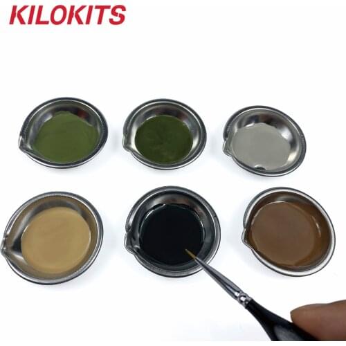 6PCS Stainless Steel Small Round Paint Tray with Mouth for Oil or Water Based Paints Stocking Materials for Modelling