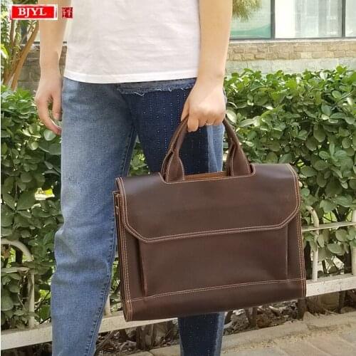 Women Handbag Ladies Business Briefcase Computer Bag Laptop Shoulder Messenger Bags Real Genuine Leather Female Literary 14 Inch