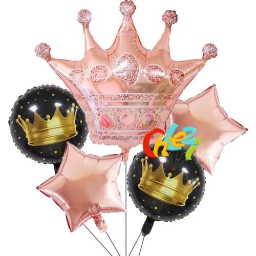 5pcs/set Rose gold silver Crown Foil Balloons Adult Wedding decor Helium balloon Birthday party decoration Kids toys Baby Shower