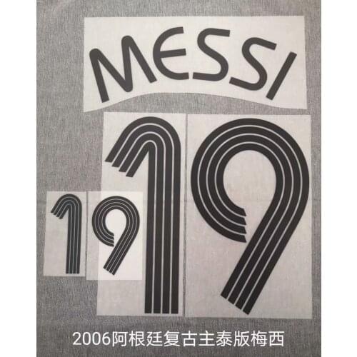 Super A Retro 2006 World Cup Argentina messi RIQUELME TEVEZ soccer jersey number font print, Hot stamping patches badges