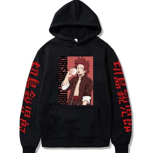 Harajuku My Hero Academia Unisex Hoodies Japanese Anime Kirishima Eijiro Printed Mens Hoodie Streetwear Casual Sweatshirts