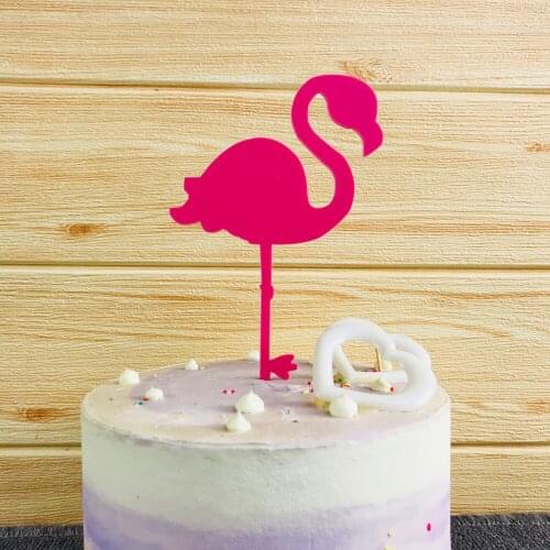 Flamingo Tropical Happy Birthday Cake Topper, Flamingo Tropical Acrylic Silhouette Cake Topper,Birthday Party Cake Topper Deco