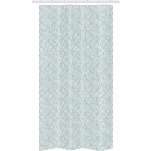 Victorian Romance Shower Curtain Set Lace Look Floral Pattern Waterproof Fabric Narrow Bath Curtain Bathroom Decor with Hooks