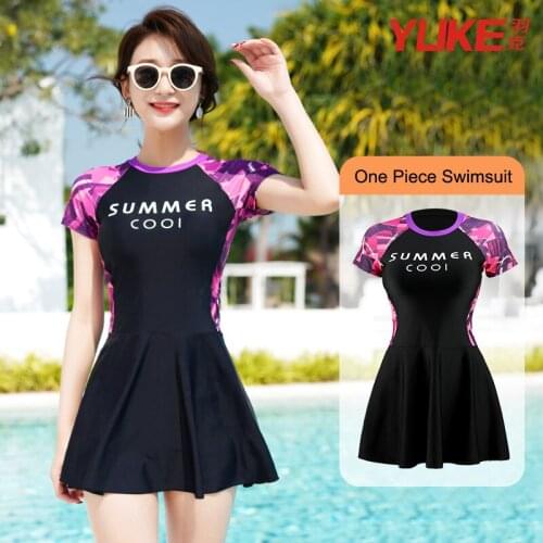 Vintage one piece Swimsuit Women Trunks Separate Plus Size Tankini Skirt Swimwear Bathing Suit Swimming for girl bathers Lady