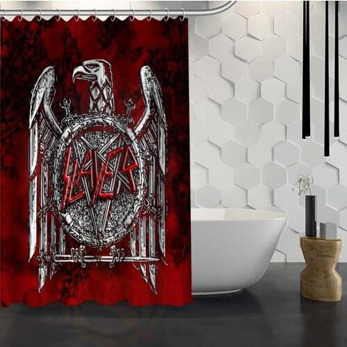 Custom Slayer Logo Shower Curtain With Hooks Polyester Fabric Printing Shower Curtain for Bathroom Waterproof