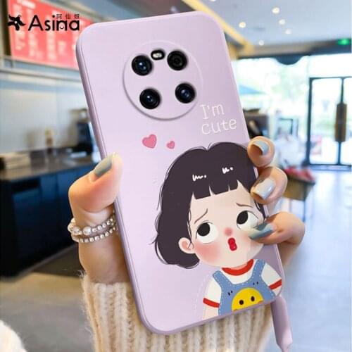 Liquid Silicone Case For Huawei Mate 40 30 20 Pro straight Edge Cute Cover Bumper For Huawei Honor 20 30 8x 9x 9a Couple Funda