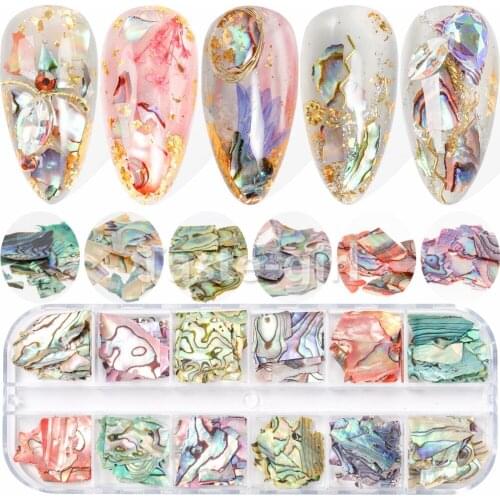 1 Box Nails Abalone Shell Fragments Texture Natural Sea Shell 3d Charm Nail Art Decoration Slice DIY Beauty Salon Tools new